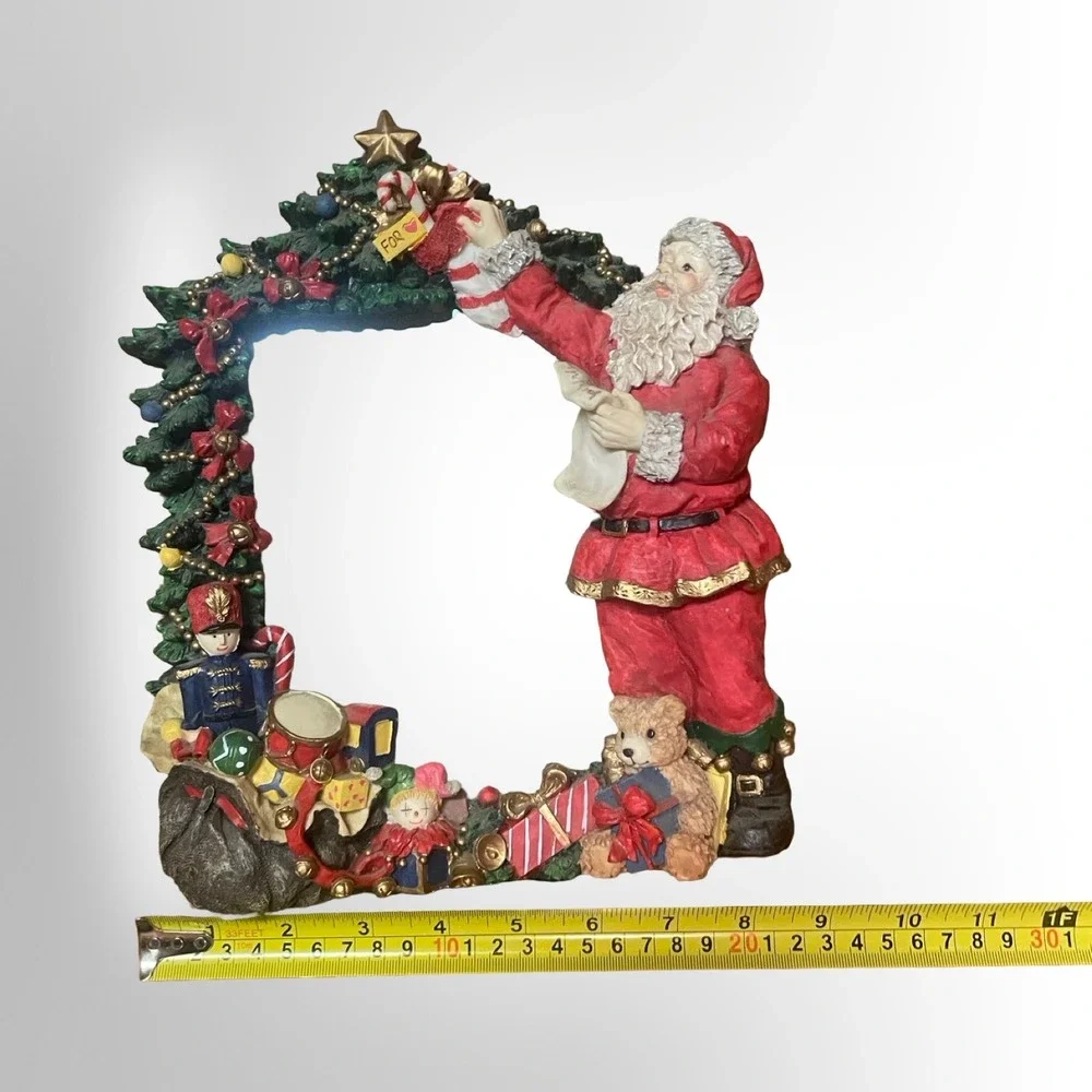 Santa Claus Christmas Picture Frame Resin 3D Holiday Decor Nutcracker Teddy Bear